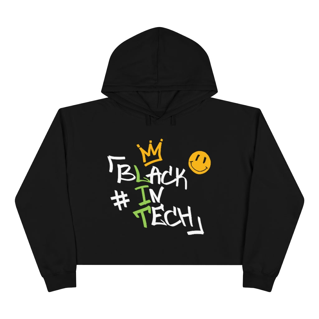 custom black in tech crop hoodie
