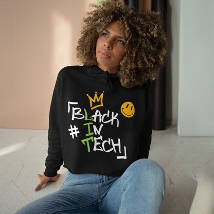 custom black in tech crop hoodie